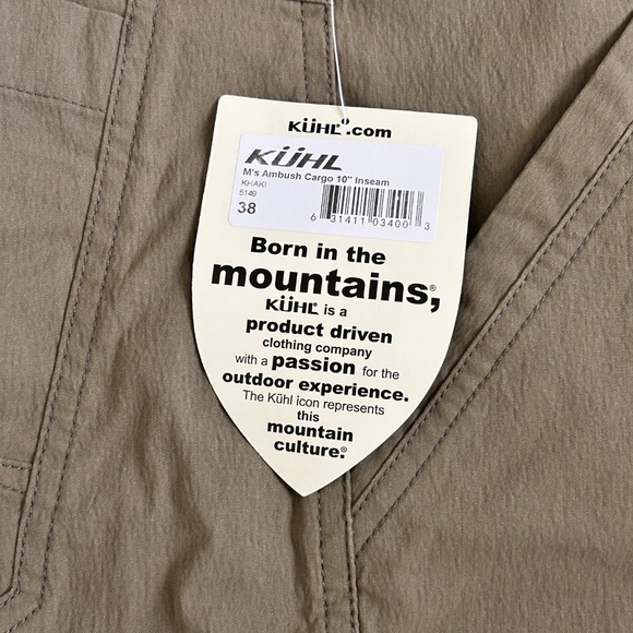 Kuhl Men’s AMBUSH™ CARGO SHORT Color Khaki Style 5149 Sz 38 X 10" Inseam - Picture 2 of 6